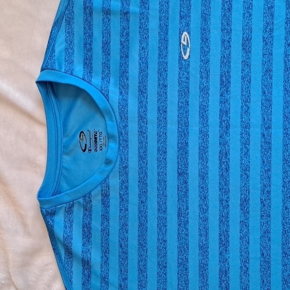 Champion Duo Dry Tee | Teal Striped | XXL | New No Tag - Picture 4 of 6